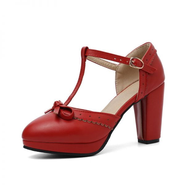 Women’s-Vintage-Shoes-T-Strap-Retro-Bow-High-Heel-Shoes Women's Vintage Shoes T Strap Retro Bow High Heel Shoes