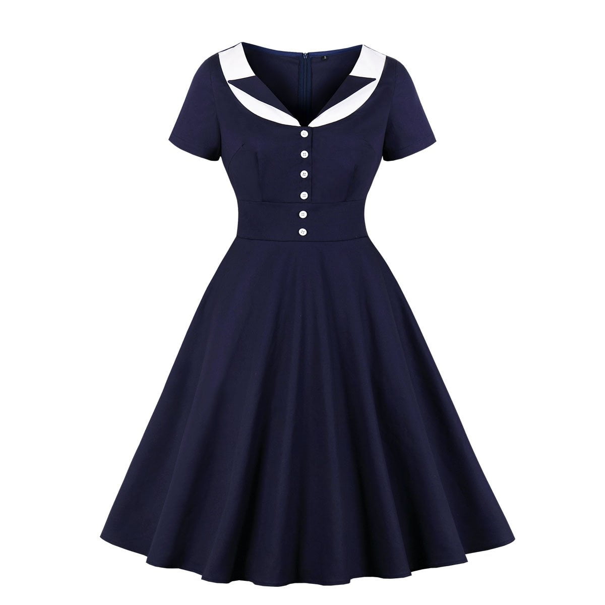 1950s Hepburn Style Dress Vintage Large Swing Dress - Vintage-Retro