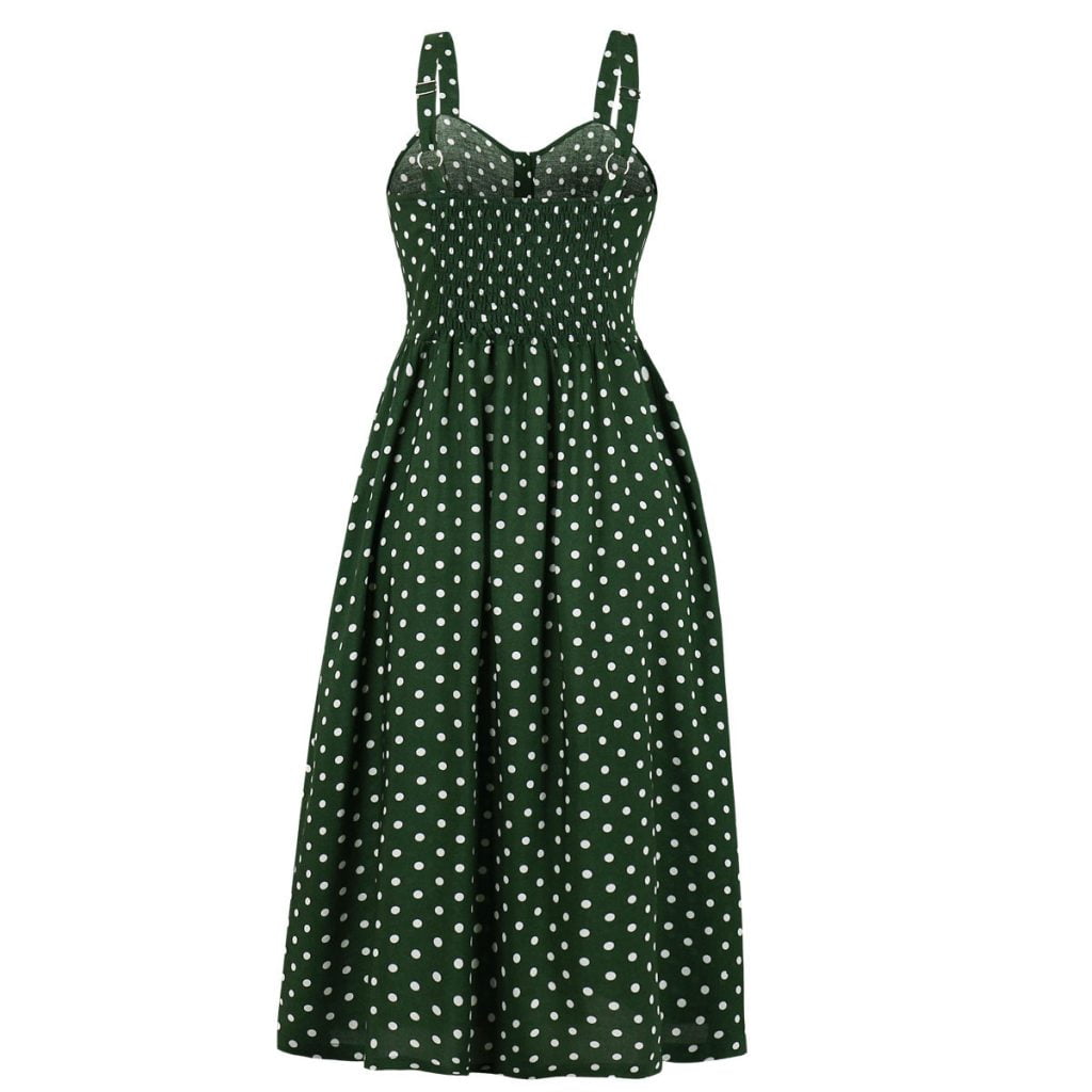 Spaghetti Strap Dress Retro Polka Dot Dress With Pockets VintageRetro