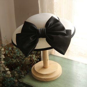 Dinner Party Hat Black Bowknot French White Ladies Elegant Retro Accessories