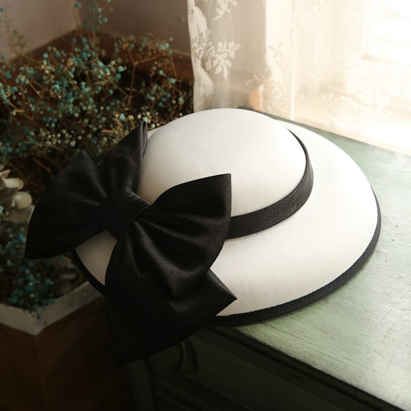 Dinner Party Hat Black Bowknot French White Ladies Elegant Retro Accessories