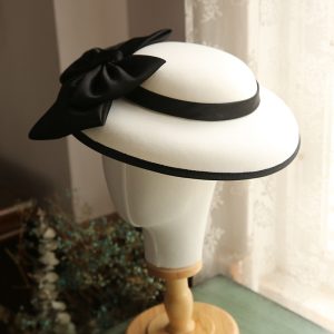 Dinner Party Hat Black Bowknot French White Ladies Elegant Retro Accessories