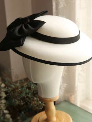 Dinner Party Hat Black Bowknot French White Ladies Elegant Retro Accessories
