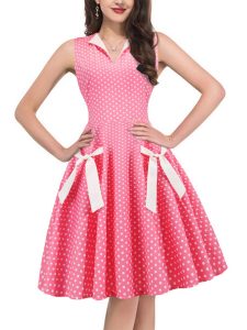 1950s Style Dresses V-Neck Sleeveless Colorblock Patchwork Floral Large Swing Dresses