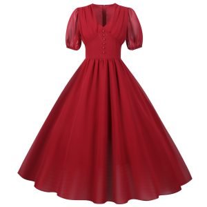 Women's Dress Audrey Hepburn Single Breasted Patchwork Solid Color Maxi Dress