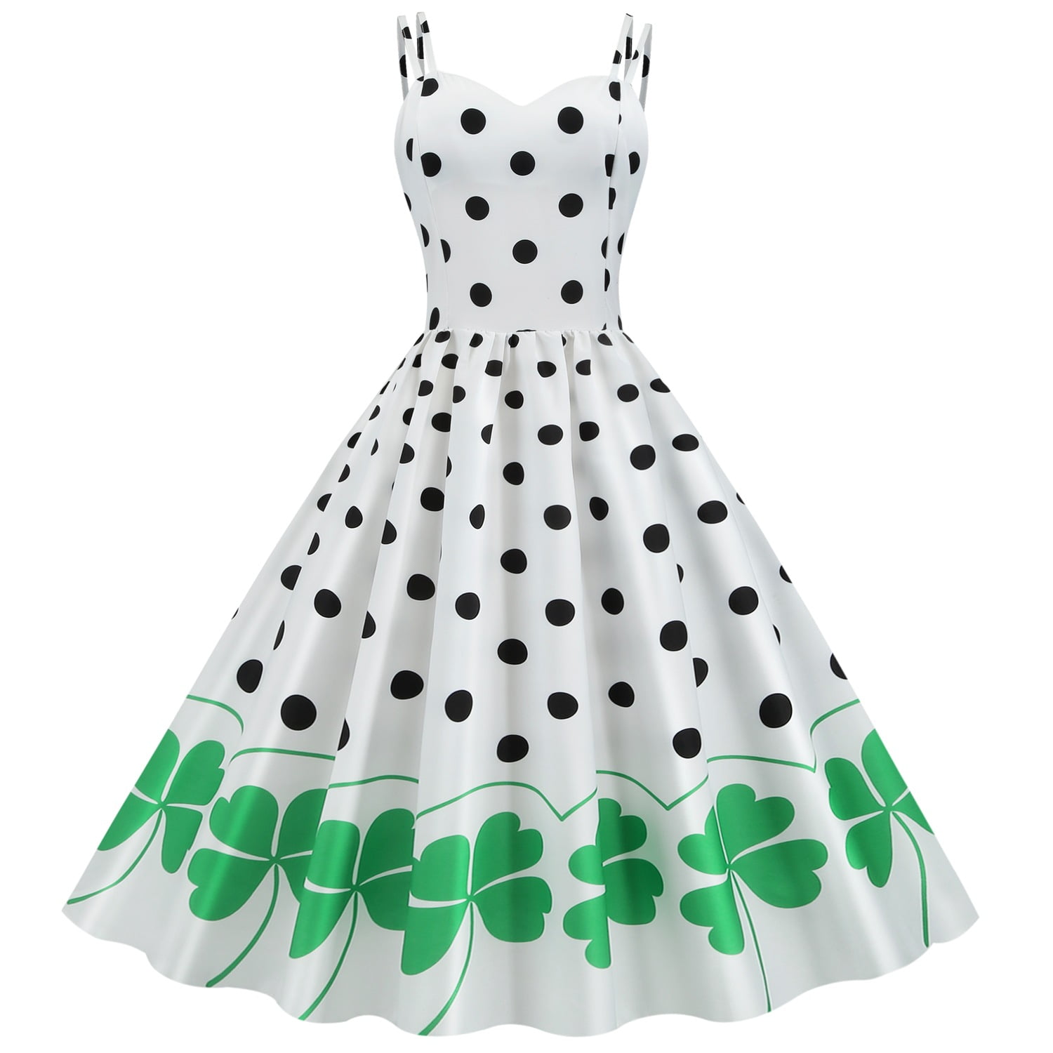 1950s Style Dresses Floral Large Swing Sexy Spaghetti Strapped St Patrick Dresses