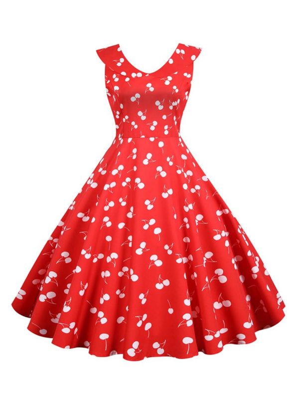1950s Style Dresses Flowered Peter Pan Collar Large Swing Dancing Midi Dresses