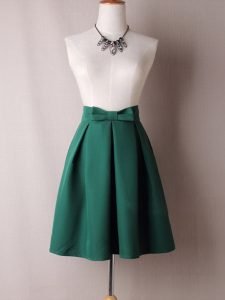 A-Line Pleated Vintage Skirts for Women Solid Color Bowknot Swing Skirt