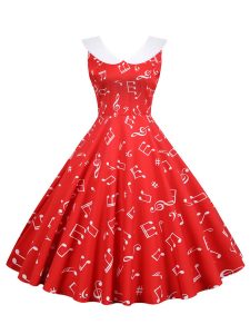 50s Dresses Sleevelss Floral Peter Pan Collar Plus Size Ballroom Midi Dresses