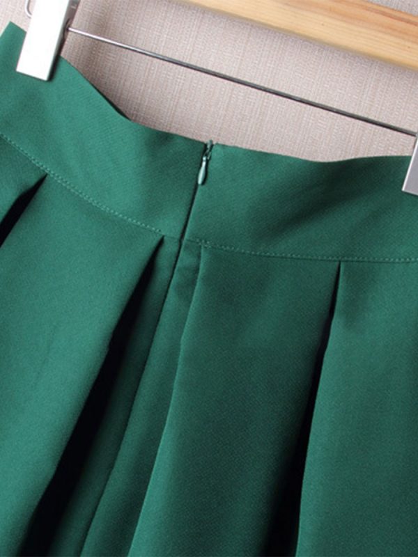 A-Line-Pleated-Vintage-Skirts-for-Women-Solid-Color-Bowknot-Swing-Skirt A-Line Pleated Vintage Skirts for Women Solid Color Bowknot Swing Skirt