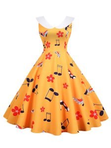 50s Dresses Sleevelss Floral Peter Pan Collar Plus Size Ballroom Midi Dresses