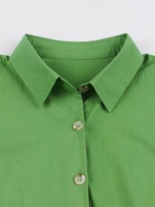 1950S Solid Front Buttons Swing Dress