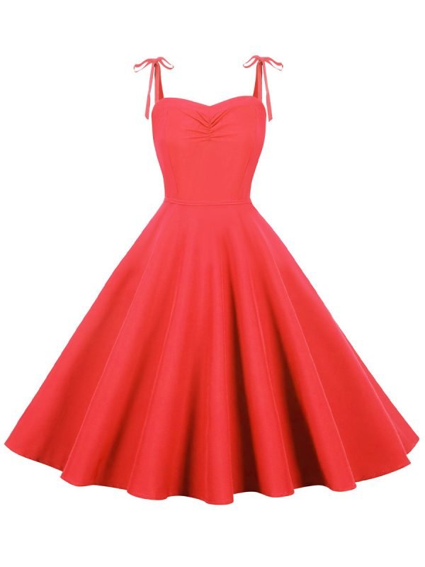 Women's Dress Sleeveless Solid Color Spaghetti Strap Flared Midi Dress