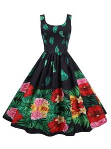 Women's Dress Hepburn's Sleeveless Floral Large Swing Party Midi Dresses