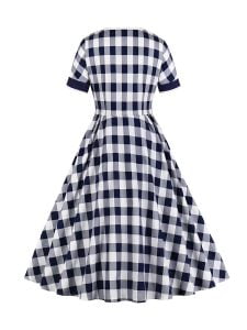 1950s Plaid Dresses Patchwork Swing Dress
