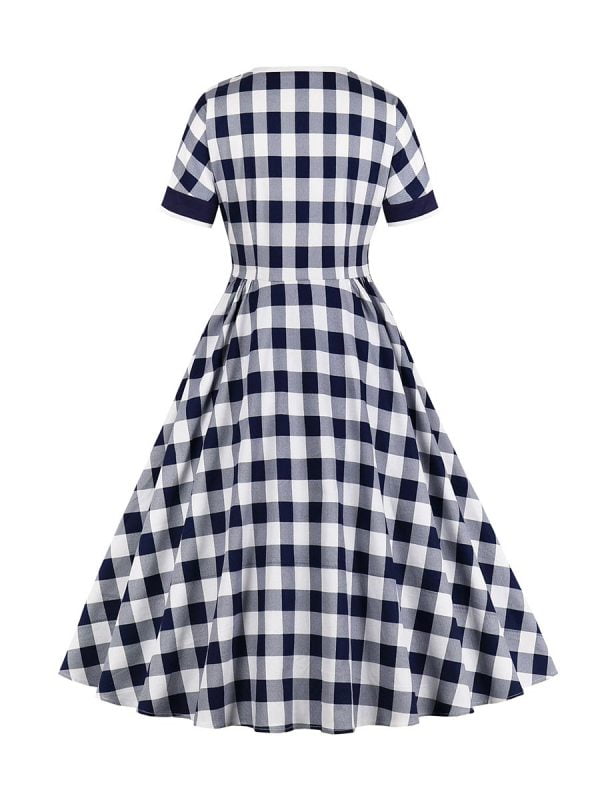 1950s Plaid Dresses Patchwork Swing Dress