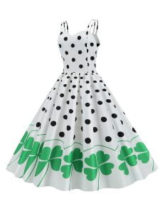 1950s Style Dresses Floral Large Swing Sexy Spaghetti Strapped St Patrick Dresses