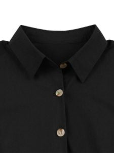 1950S Solid Front Buttons Swing Dress