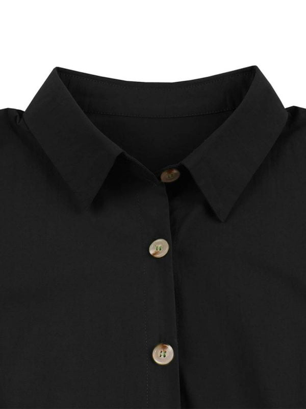 1950S Solid Front Buttons Swing Dress