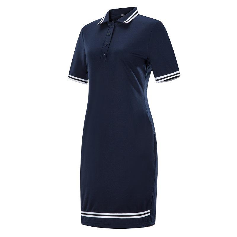 Pencil Dress Classic Polo Collar Solid Color Casual Shift Skirt ...