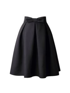 A-Line Pleated Vintage Skirts for Women Solid Color Bowknot Swing Skirt