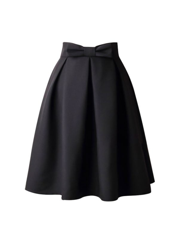 A-Line-Pleated-Vintage-Skirts-for-Women-Solid-Color-Bowknot-Swing-Skirt A-Line Pleated Vintage Skirts for Women Solid Color Bowknot Swing Skirt