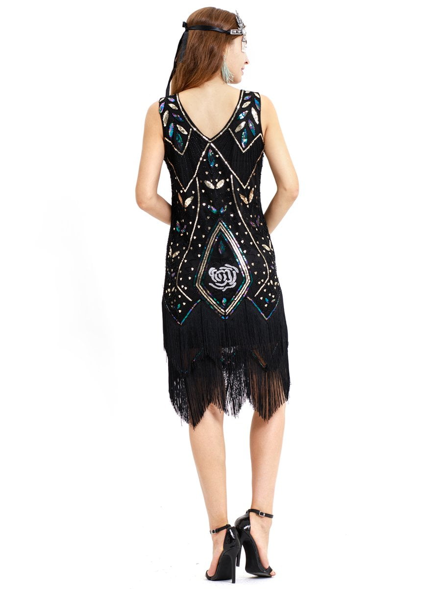 1920s Great Gatsby Dress Sequined Fringed Paisley Flapper Dress ...