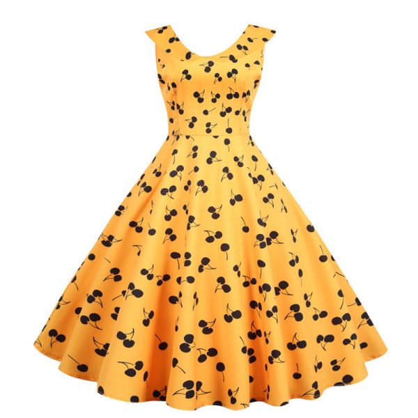 1950s Style Dresses Flowered Peter Pan Collar Large Swing Dancing Midi Dresses