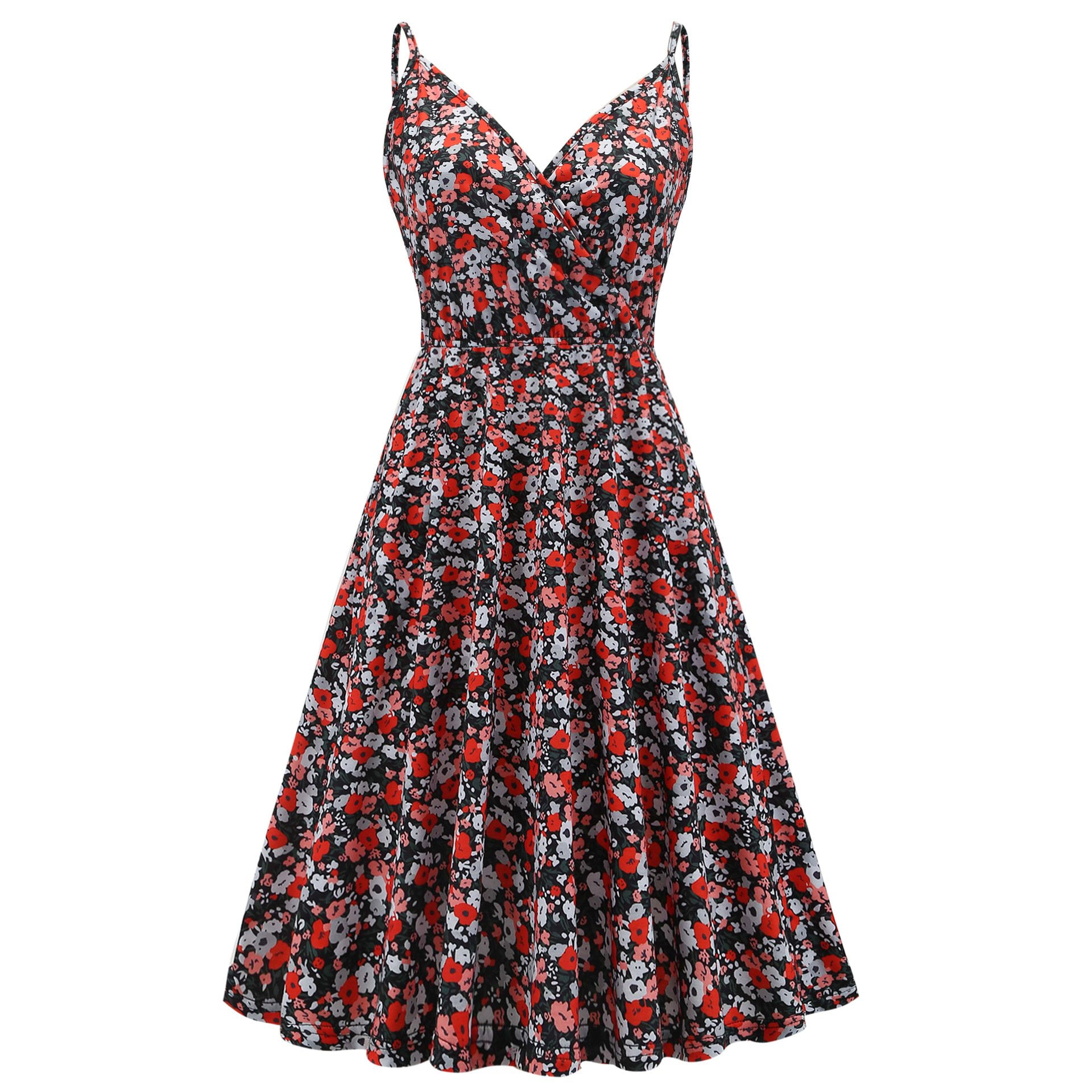 Spaghetti Strap Dress Floral Dresses for Wedding Guests - Vintage-Retro