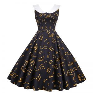 50s Dresses Sleevelss Floral Peter Pan Collar Plus Size Ballroom Midi Dresses