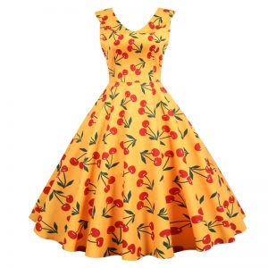 1950s Style Dresses Flowered Peter Pan Collar Large Swing Dancing Midi Dresses