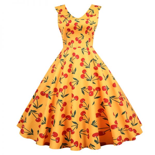 1950s Style Dresses Flowered Peter Pan Collar Large Swing Dancing Midi Dresses