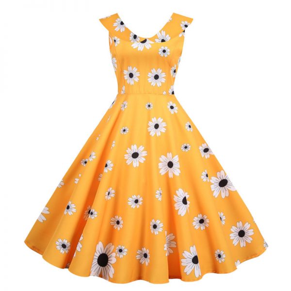1950s Style Dresses Flowered Peter Pan Collar Large Swing Dancing Midi Dresses