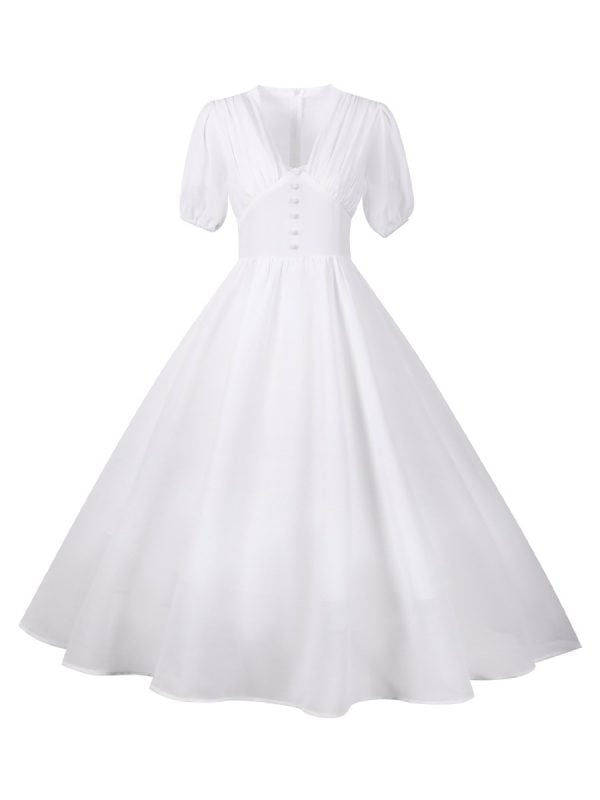 Women's Dress Audrey Hepburn Single Breasted Patchwork Solid Color Maxi Dress