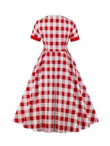 1950s Plaid Dresses Patchwork Swing Dress
