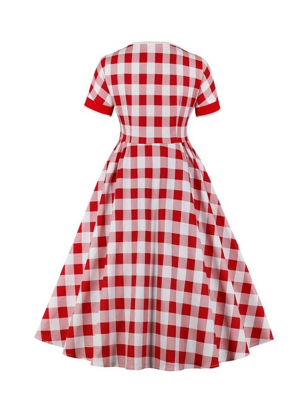 1950s Plaid Dresses Patchwork Swing Dress