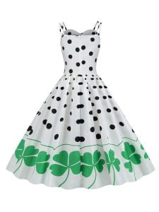 1950s Style Dresses Floral Large Swing Sexy Spaghetti Strapped St Patrick Dresses