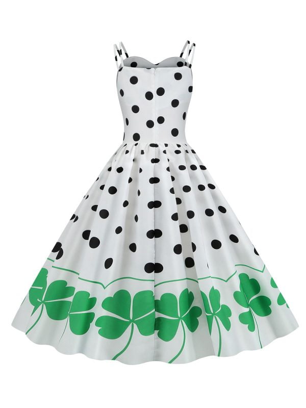 1950s Style Dresses Floral Large Swing Sexy Spaghetti Strapped St Patrick Dresses