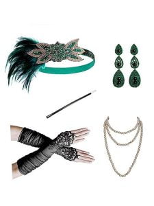 1920s Retro Feather Headband Acc Set