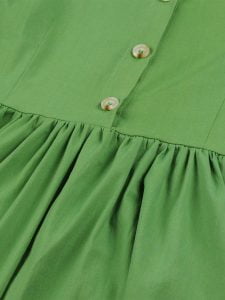 1950S Solid Front Buttons Swing Dress