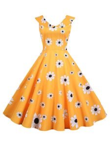 1950s Style Dresses Flowered Peter Pan Collar Large Swing Dancing Midi Dresses