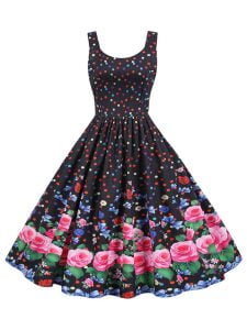 Women's Dress Hepburn's Sleeveless Floral Large Swing Party Midi Dresses