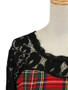 1950s Style Dresses Half Sleeve Lace Floral Plaid Large Swing Dresses