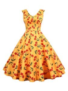 1950s Style Dresses Flowered Peter Pan Collar Large Swing Dancing Midi Dresses