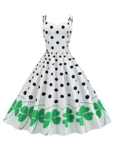 1950s Style Dresses Floral Large Swing Sexy Spaghetti Strapped St Patrick Dresses