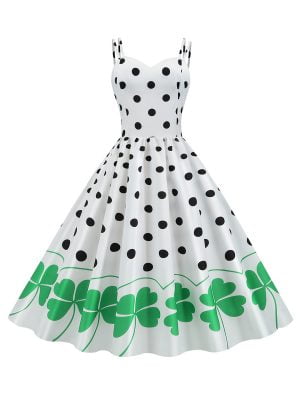 1950s Style Dresses Floral Large Swing Sexy Spaghetti Strapped St Patrick Dresses