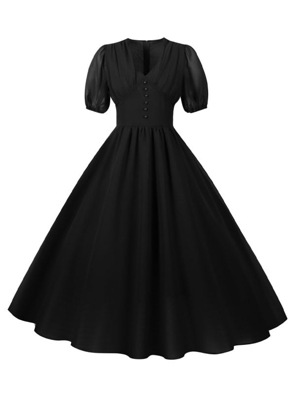 Women's Dress Audrey Hepburn Single Breasted Patchwork Solid Color Maxi Dress