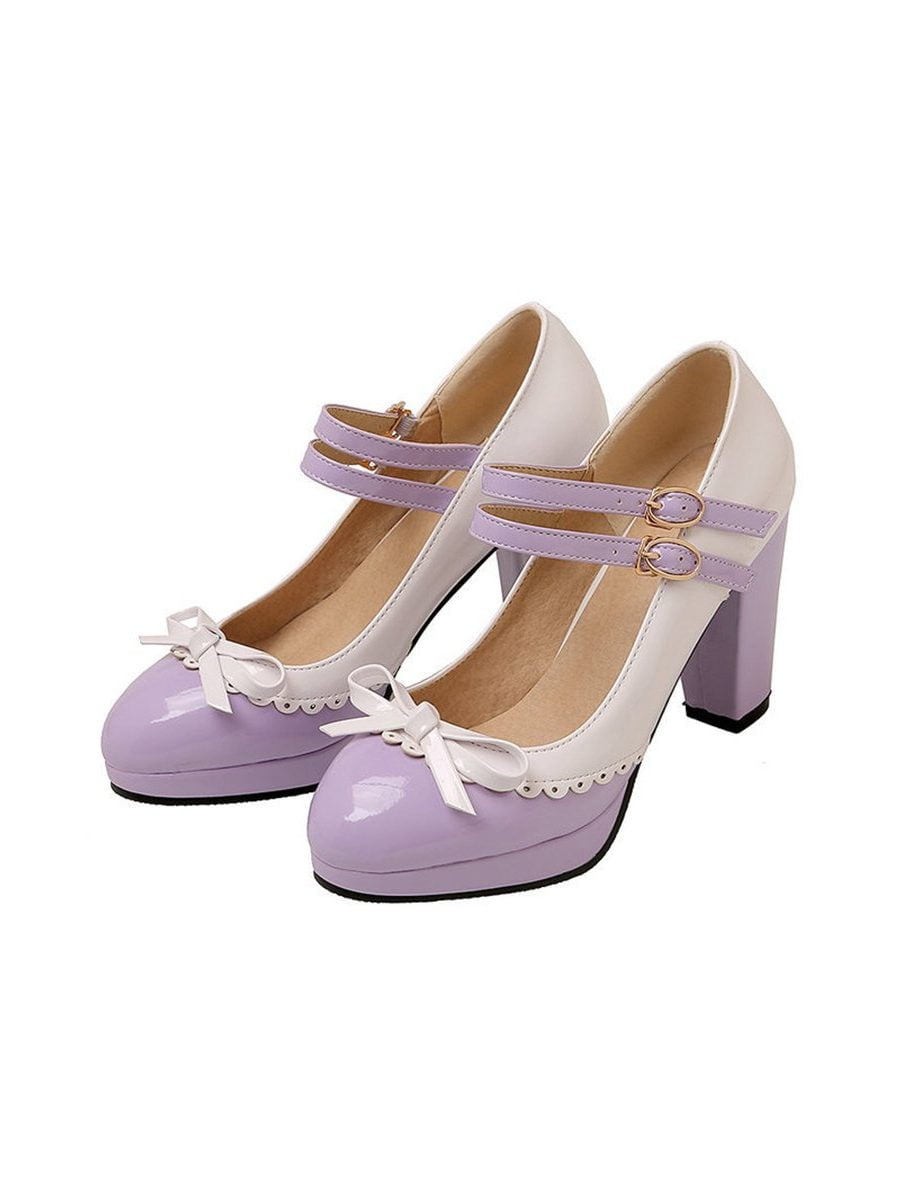 Woman's Mary Jane Shoes Cute Bowknot High Heel Lolita Shoes - Vintage-Retro