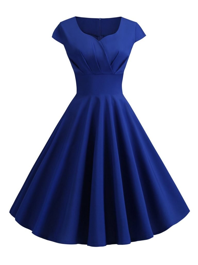 1950s Swing Dress Elegant Solid Color Aline Dress - Vintage-Retro