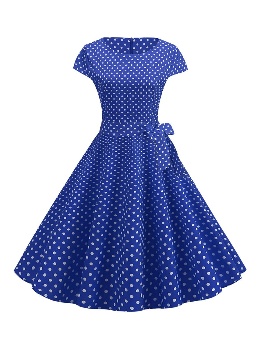 Swing Dress 1950s Style O Neck A Line Dress - Vintage-Retro